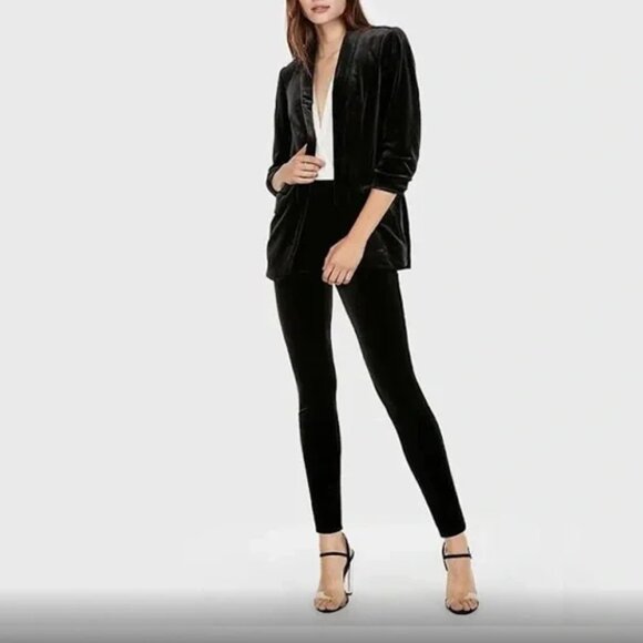 Express Mid-Rise Stretch Velvet Leggings - Picture 1 of 7